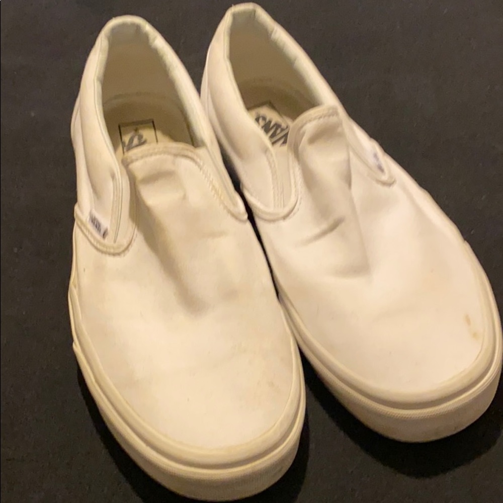 Nice Pair Old School Vans Slip-On size 12 WHITE